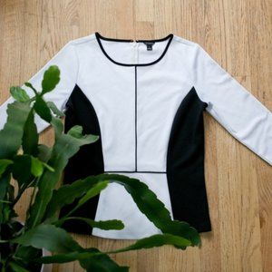 Ann Taylor Colorblock B&W Top, S